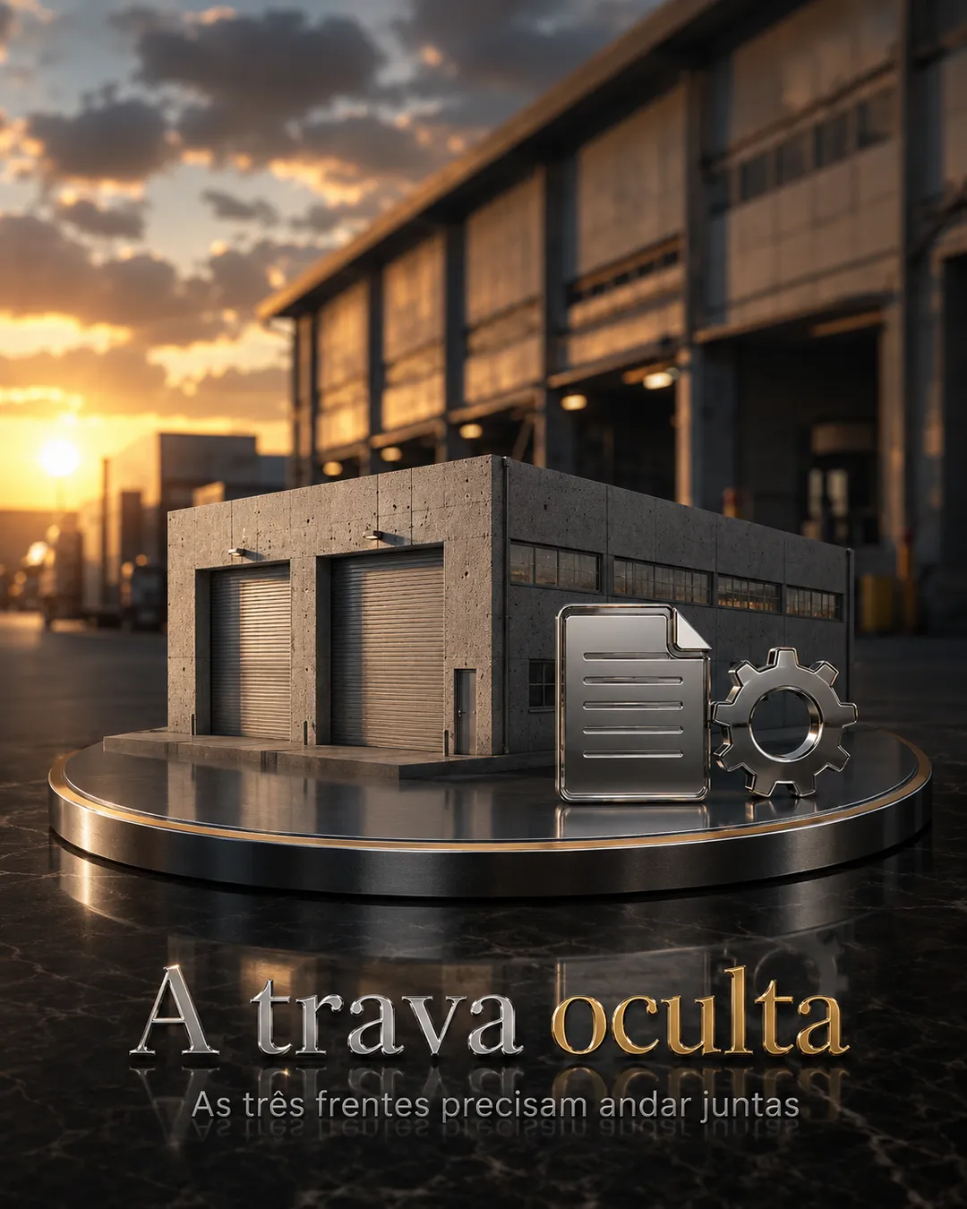 Patrimônio sobre pedestal cromado com trilhas que representam ordens diferentes de decisão.