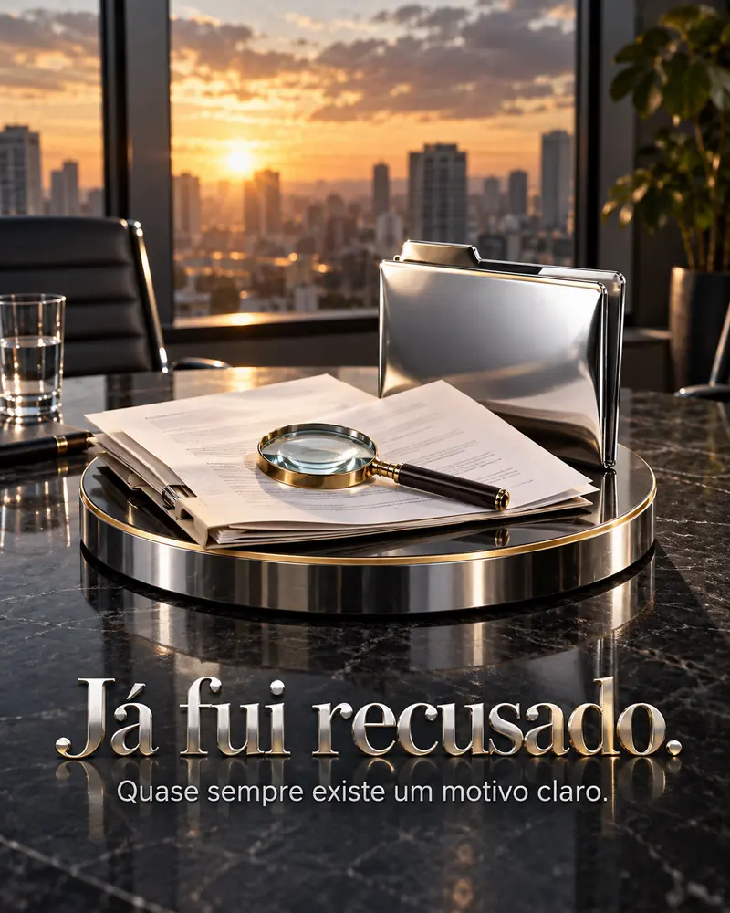 Dossie em miniatura com lupa e pasta cromada sobre pedestal dourado